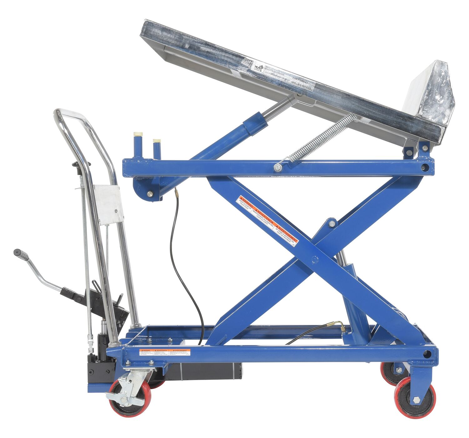 1,000 lb 33-1/2 x 22 Platform Vestil CART-1000-LT Steel Lift and Tilt Cart with Sequence Select Capacity 