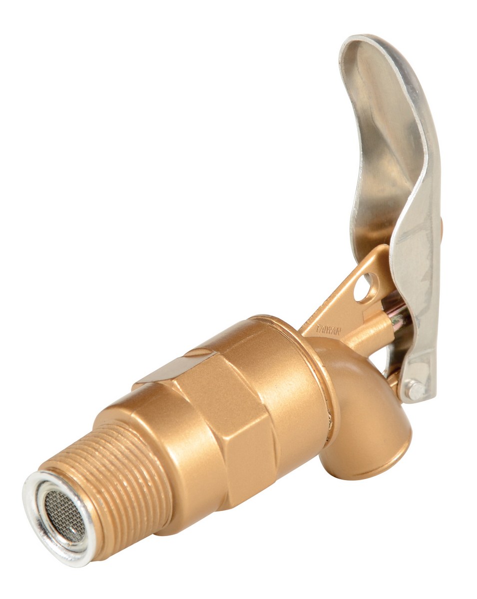 Vestil DFT-AL Brass Plated Aluminum Manual Drum Faucet with Lockable Handle 