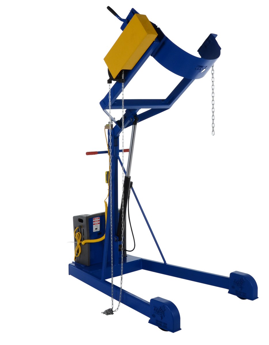 Vestil HDC-450-84-DC DC Power Hydraulic Drum Stacker 800 lbs Capacity Pull Chain Rotation 84 Lift Height 