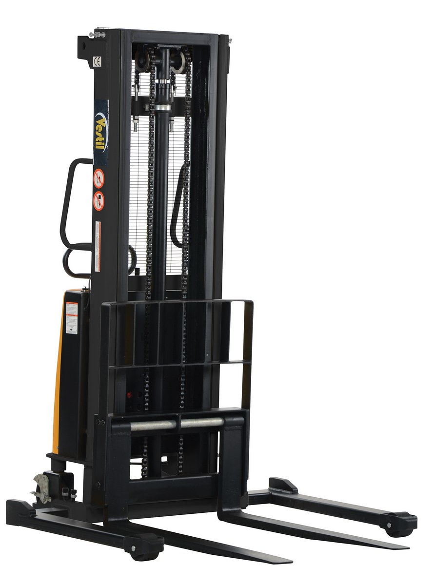 2000 lbs Capacity 42 Length x 26-3/4 Width Fork Vestil SL-118-FF Powered Lift Stacker with Fixed Forks Over Fixed Support Legs 