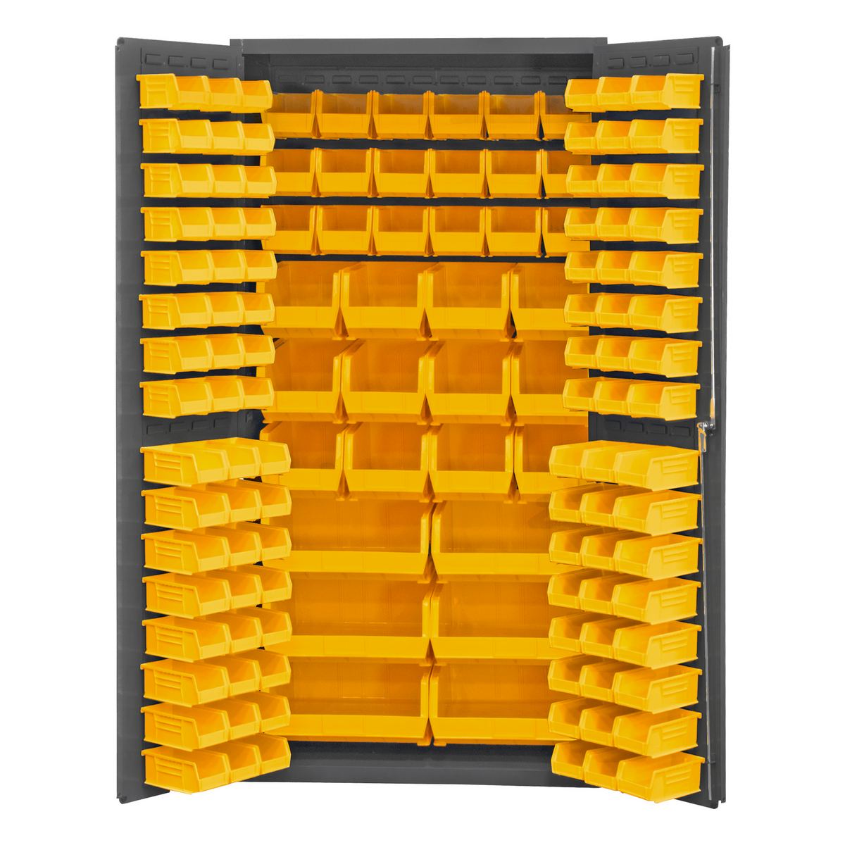 Heavy-Duty Bin Storage Cabinet - 36 x 24 x 78, 102 Yellow Bins - ULINE - H-9986Y