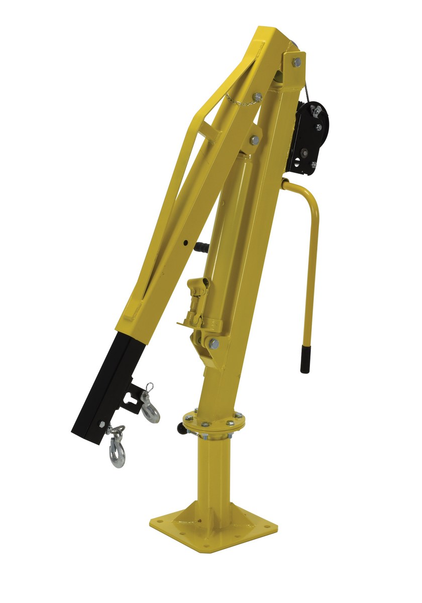 500 Lb Capacity Galvanized Steel Winch Truck Jib Crane - Telescoping Boom With 360° Rotation (Silver/Gray)