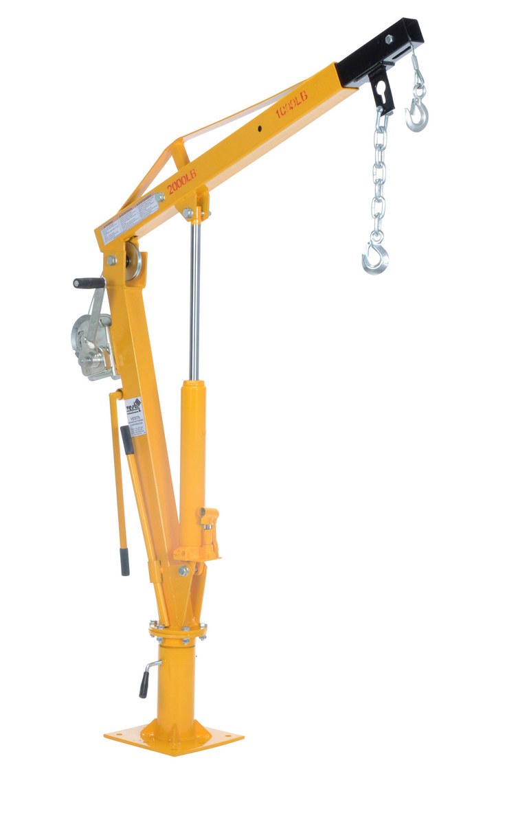 56 Overall Height 1000 lbs Retracted Capacity Welded Steel Vestil WTJ-2 Winch Operated Truck Jib Crane Yellow 