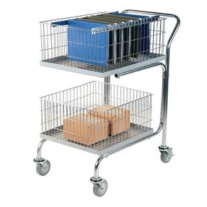 Double Tray/Double Basket Mail Cart