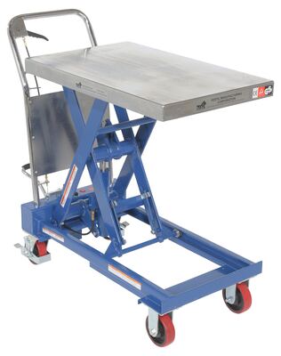 15-1/2 to 50-3/4 Service Range Capacity Stainless Steel 35-1/2 Length x 20 Width Platform 800-lb Vestil CART-800-D-PSS Hydraulic Scissor Lift Cart